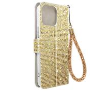 Custodia per iPhone 15 Pro Max paillette Disco portafoglio supporto video oro