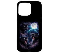Custodia per iPhone 15 Pro Max Pantere scure sotto la luna piena Vintage Fantasy Lightning