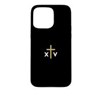 Custodia per iPhone 15 Pro Max Papa Leone XIV numero romano con Croce sottile Gesù