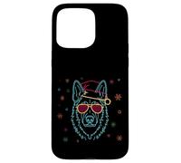 Custodia per iPhone 15 Pro Max Pastore Tedesco Viso Inverno Carattere Grafica Rosa Otturatore