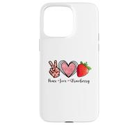 Custodia per iPhone 15 Pro Max Peace Love Strawberry Shirts Farmer Fragole Amante Frutta