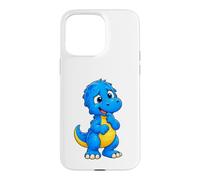 Custodia per iPhone 15 Pro Max Pensa il simpatico dinosauro T-Rex blu