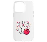 Custodia per iPhone 15 Pro Max PER L'AMORE DEL BOWLING. SFERA CARTOONE, SPILLE E CUORI