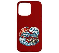 Custodia per iPhone 15 Pro Max Pesce koi rosso e nero ispirato al Feng Shui Yin Yang in onda