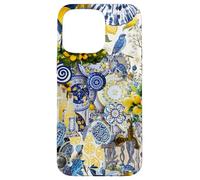 Custodia per iPhone 15 Pro Max Piastrella Mediterranea E Limone Blu Giallo Mare Italiano Estate