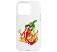 Custodia per iPhone 15 Pro Max Piccante vigile del fuoco peperoncino fumetto divertente fuoco eroe disegno