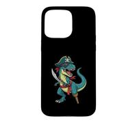 Custodia per iPhone 15 Pro Max Pirate Dinosaur T Rex - Costume pirata Buccaneer Jolly Roger