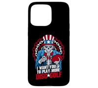 Custodia per iPhone 15 Pro Max Play More Disc Golf Frolf Patriotic Goth USA Zio Sam Skull