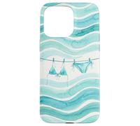 Custodia per iPhone 15 Pro Max Preppy Bikini Estate Costiera Onde Acquerello Spiaggia Vibes