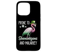 Custodia per iPhone 15 Pro Max Prone to Shenanigans and Malarkey Sign St Patricks Flamingo