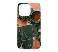 Custodia per iPhone 15 Pro Max Quiet Journal Natura morta per tè e piante