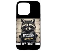 Custodia per iPhone 15 Pro Max Raccoon Mugshot Trash Panda nei guai non è la mia prima volta