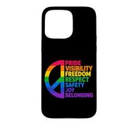 Custodia per iPhone 15 Pro Max Rainbow Peace Pride Visibilità Libertà Rispetto