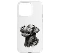 Custodia per iPhone 15 Pro Max Realistico Black Labrador Dog Sketch Art