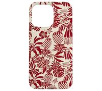 Custodia per iPhone 15 Pro Max Red Tropical Pineapple Palm Leaf Aloha Summer Pattern