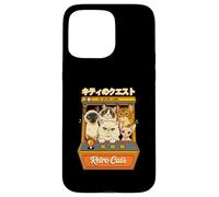 Custodia per iPhone 15 Pro Max Retro Arcade Cats Kitty Quest Feline Gamer Videogioco