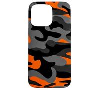 Custodia per iPhone 15 Pro Max Retro Hunter Safety Orange Camo Vintage Nero Camouflage