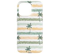 Custodia per iPhone 15 Pro Max Retro Palm Tree Pattern Design Beach Tan Verde Bianco