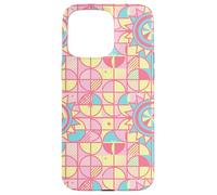 Custodia per iPhone 15 Pro Max Retro Pink and Yellow Geometric Floral Pattern Girly Pastel