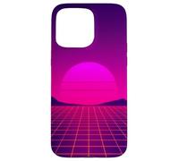 Custodia per iPhone 15 Pro Max Retro Sunset Horizon Minimal Synthwave Paesaggio