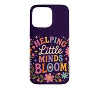 Custodia per iPhone 15 Pro Max Retro Teacher Helping Little Minds Bloom Floral Citazione