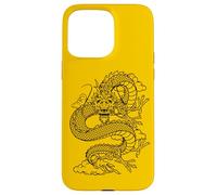 Custodia per iPhone 15 Pro Max Retro Vintage Zodiac Lunar New Year Black Chinese Dragon