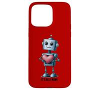 Custodia per iPhone 15 Pro Max Robot con un grande cuore, grafica