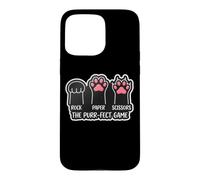 Custodia per iPhone 15 Pro Max Rock Paper Scissors The Purr-fect Gioco Amante del Gatto