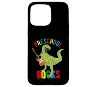 Custodia per iPhone 15 Pro Max Rocks Preschool Dinosaur T Rex Boys Primo Giorno Pre-K Insegnante