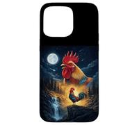 Custodia per iPhone 15 Pro Max Rooster Howling to The Moon Vintage Funny Rooster