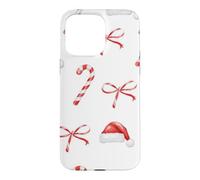 Custodia per iPhone 15 Pro Max Rosso Bianco Candy Cane Natale Natale Cappello di Babbo Natale Modello