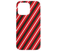 Custodia per iPhone 15 Pro Max Rosso Nero Bianco Linee Diagonali Strisce Geometriche