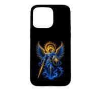 Custodia per iPhone 15 Pro Max San Michele Blu Celeste Angelo Spada Scudo Arte Sacra