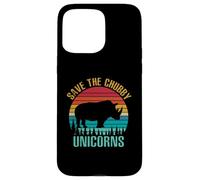 Custodia per iPhone 15 Pro Max Save the paffuto unicorni vintage divertente rinoceronte animale