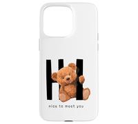 Custodia per iPhone 15 Pro Max Say Hi Nice to Meet You, Lovely Teddy Bear Graphic Designs