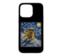 Custodia per iPhone 15 Pro Max Sci Golden Retriever Art Sciatore Cane su Ski Hill
