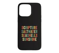 Custodia per iPhone 15 Pro Max Scripture Acqua salata Conchiglie Sole Viaggio Cristiano Fede