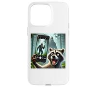 Custodia per iPhone 15 Pro Max Selfie procione spaventato con Sasquatch