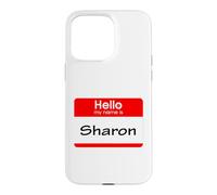 Custodia per iPhone 15 Pro Max Sharon, targhetta con scritta "Hello My Name is Name"