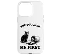 Custodia per iPhone 15 Pro Max She Touched Me First Cat Lover Pianta gattino divertente gatto