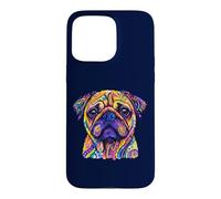 Custodia per iPhone 15 Pro Max Simpatico carlino colorato ritratto pop art proprietario di animali domestici amanti dei cani