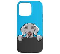 Custodia per iPhone 15 Pro Max Simpatico cucciolo di Weimaraner che sbircia divertente amante dei cani Weimaraner