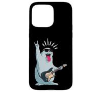 Custodia per iPhone 15 Pro Max Simpatico sigillo Rockstar che suona la chitarra divertente design animale