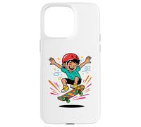 Custodia per iPhone 15 Pro Max Skateboard Kid Cartoon Ollie Fun Pattinaggio