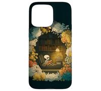 Custodia per iPhone 15 Pro Max Skeleton Reading Nook Floral Librarian Bookshelf Cozy Flower