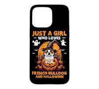 Custodia per iPhone 15 Pro Max Solo una ragazza che ama il bulldog francese e Halloween