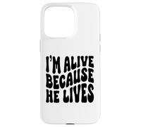 Custodia per iPhone 15 Pro Max Sono vivo perché lui vive Christian Happy Resurrection