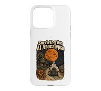 Custodia per iPhone 15 Pro Max Sopravvivere allo scheletro di Halloween retrò dell'apocalisse IA