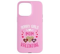 Custodia per iPhone 15 Pro Max Sorry Girls Mommy Is My Valentine Hearts leopardo e plaid