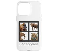 Custodia per iPhone 15 Pro Max Specie in pericolo di estinzione Orangutan Tiger Elefanti